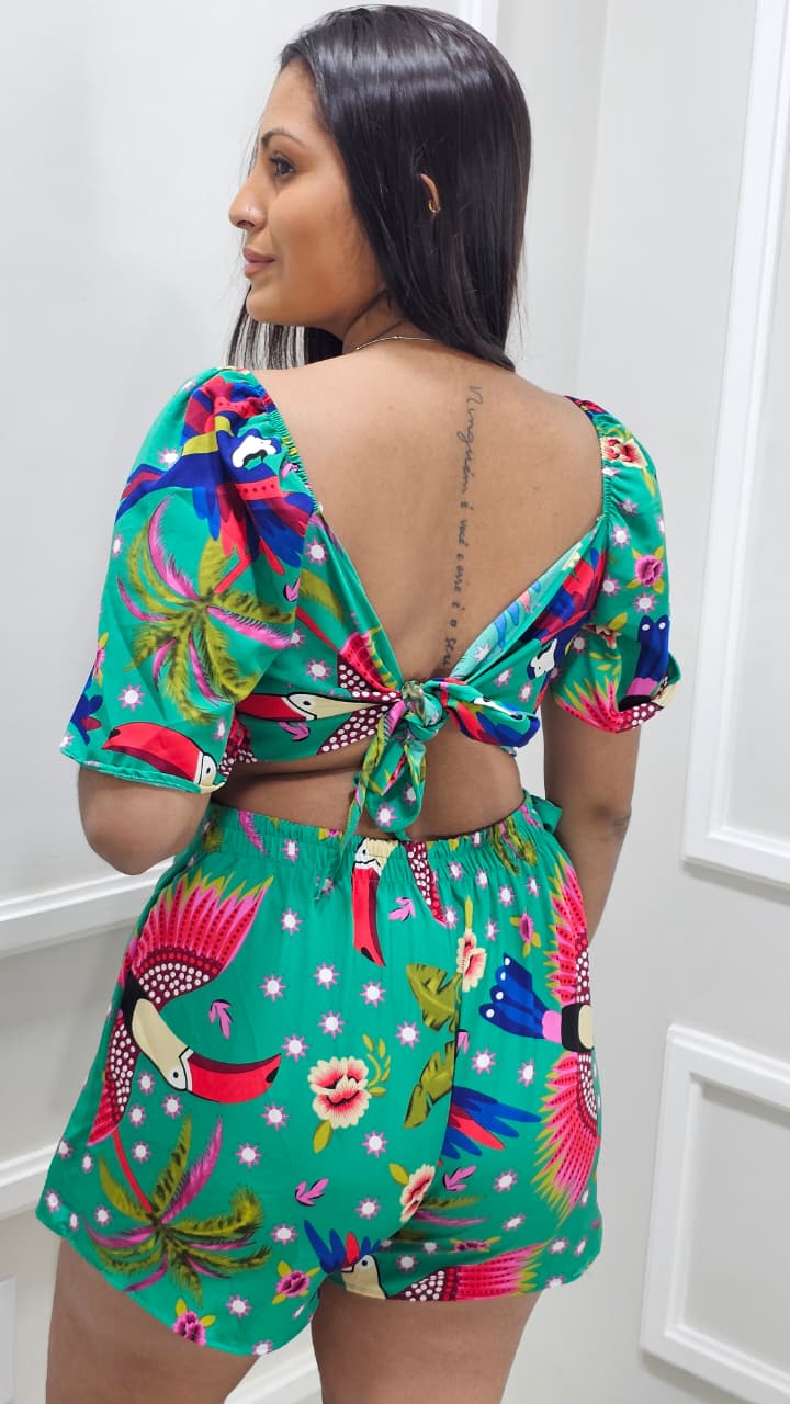 🌺✨ Conjunto Short Saia + Blusa Ciganinha – cor, estilo e frescor em um só look! ✨🌺