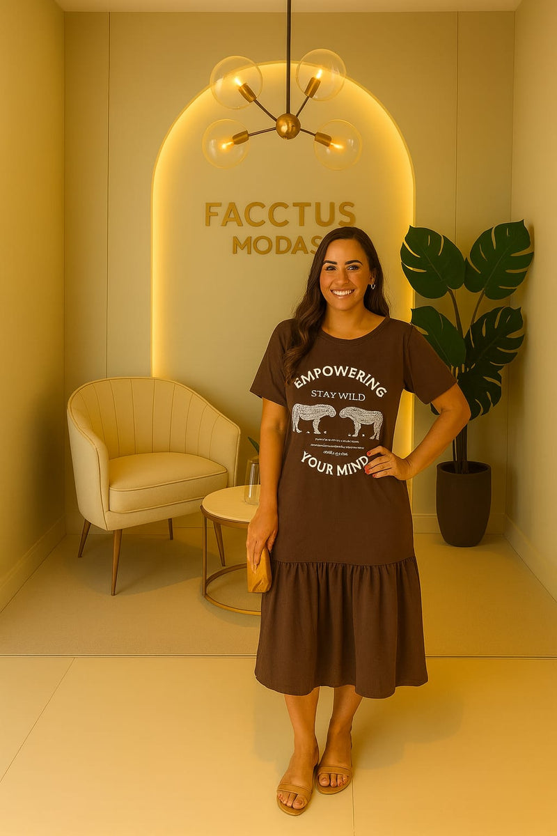 🌟 Vestido T-shirt com Babado 🌟